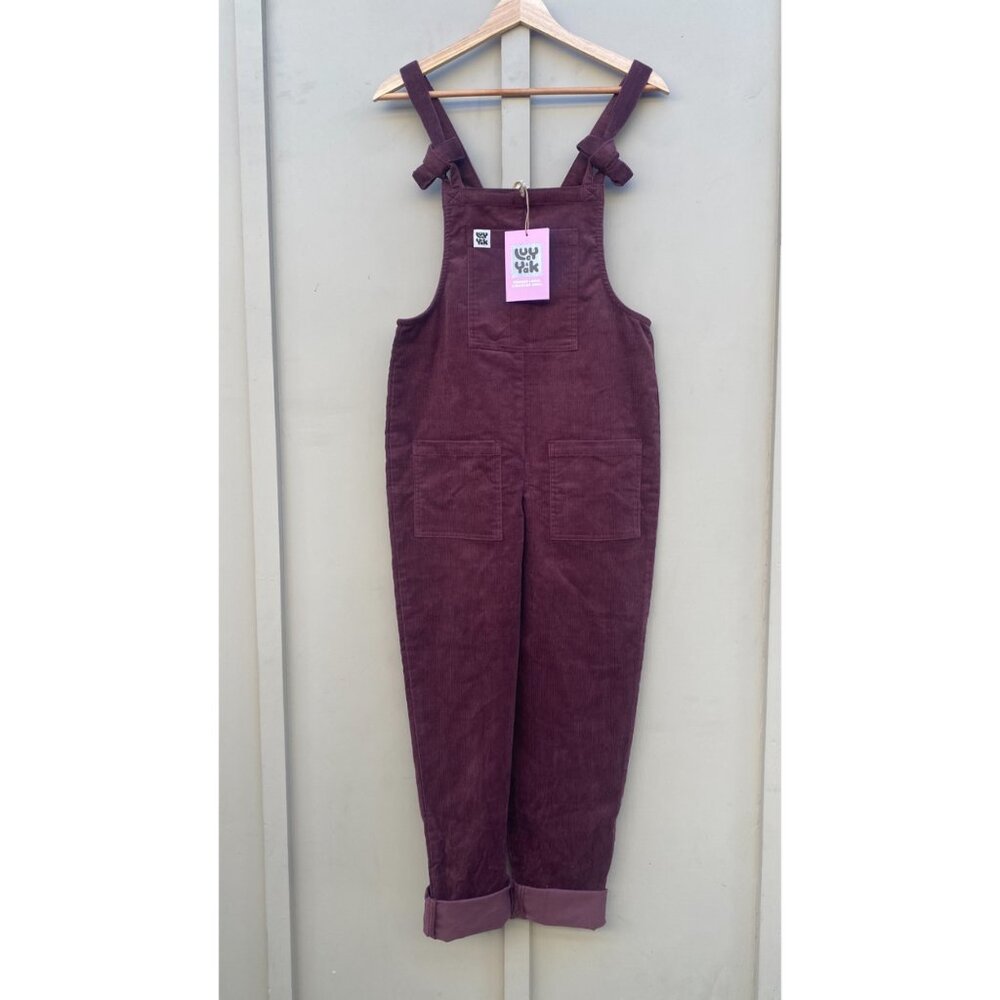 NWT Lucy & Yak Original Dungaree Bib Overalls Corduroy Dark Plum Purple